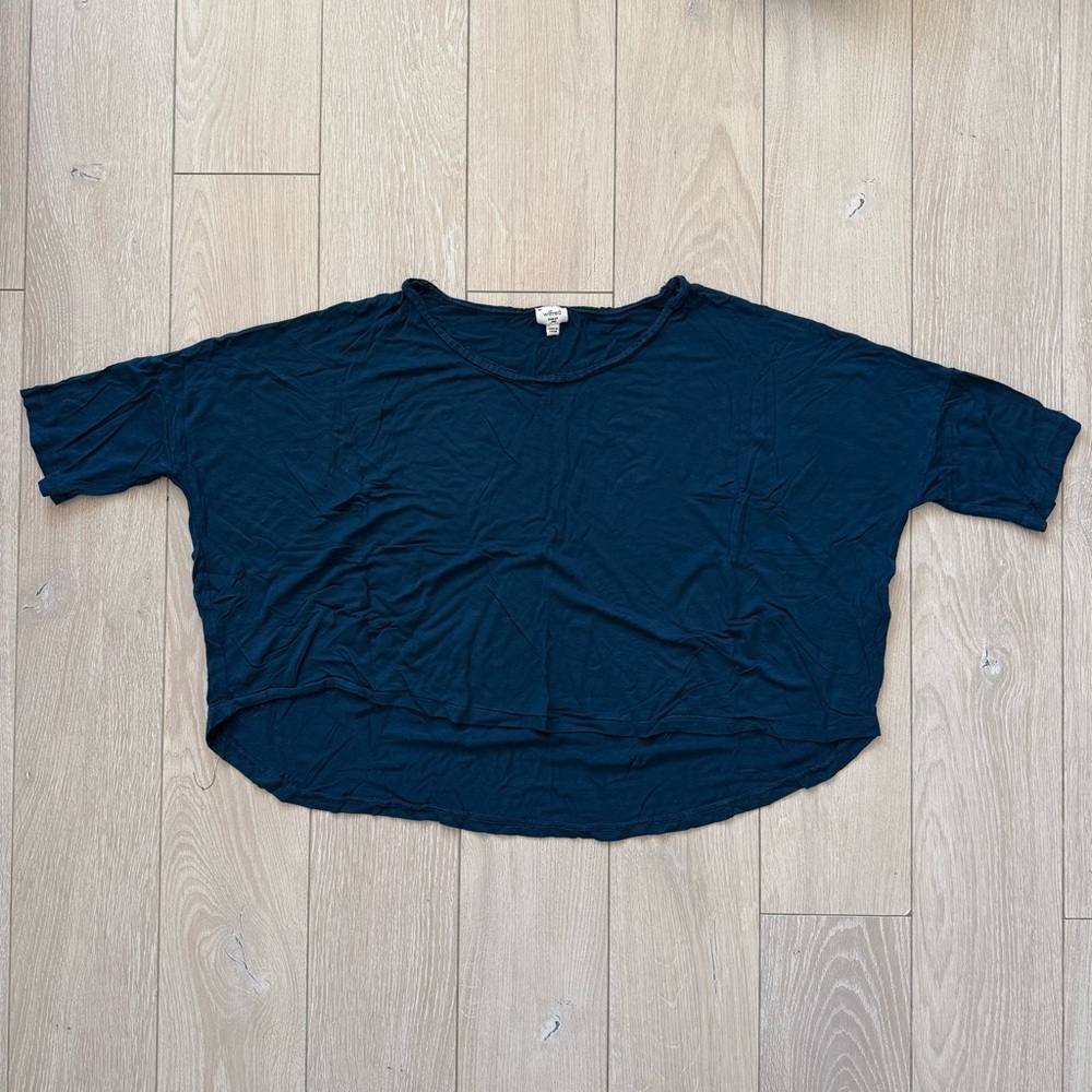 Aritzia Wilfred Midnight Blue Cropped  Short Sleeve Top Women’s Size XS